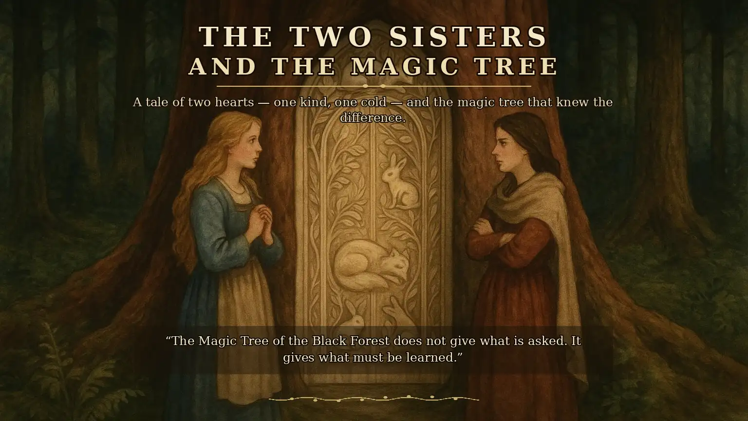 The Two Sisters and the Magic Tree fantasy fable cover art